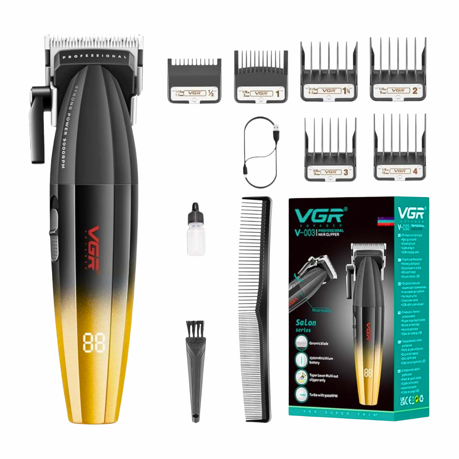 Máquina Cortapelo VGR003 Clipper Profesional 9000RPM Dorado-3
