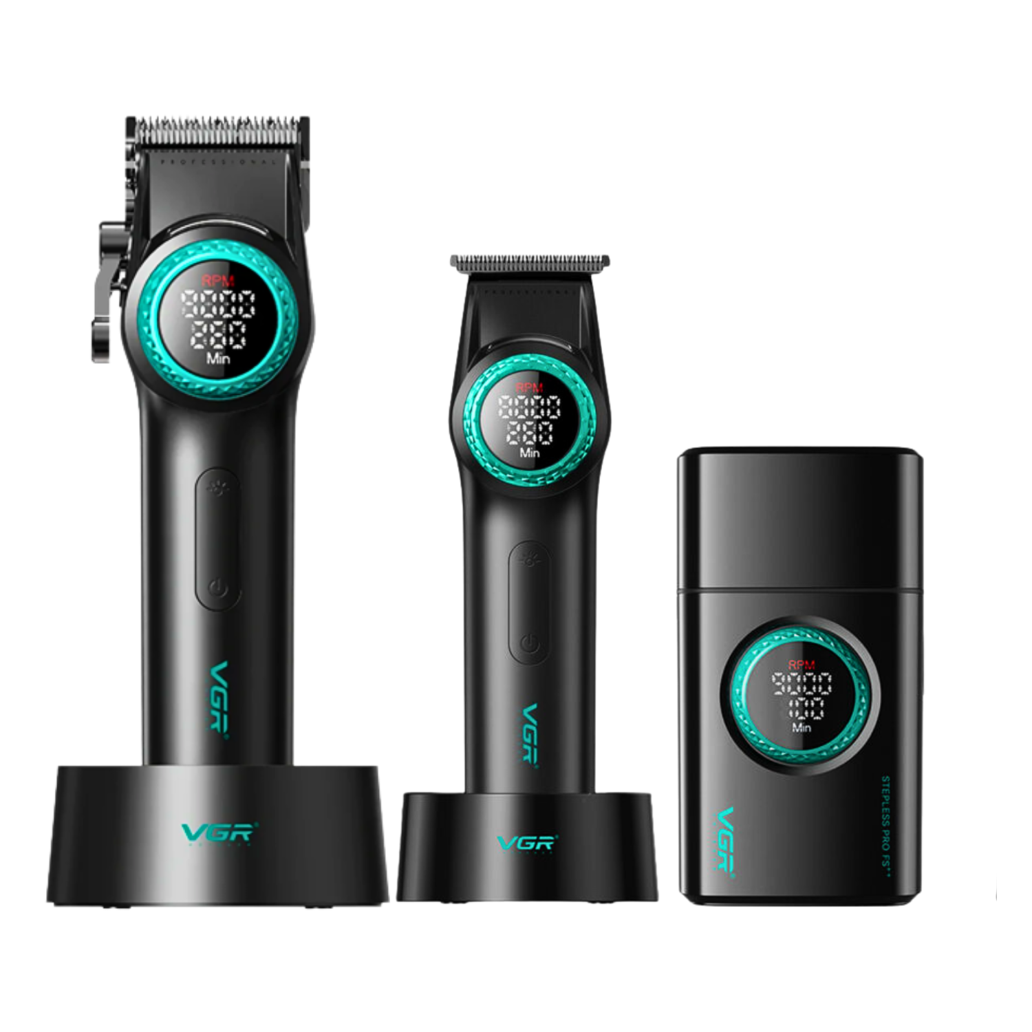 Barber Combo VGR Cortapelo V001 + Patillera V977+ Shaver V377 Negro-0