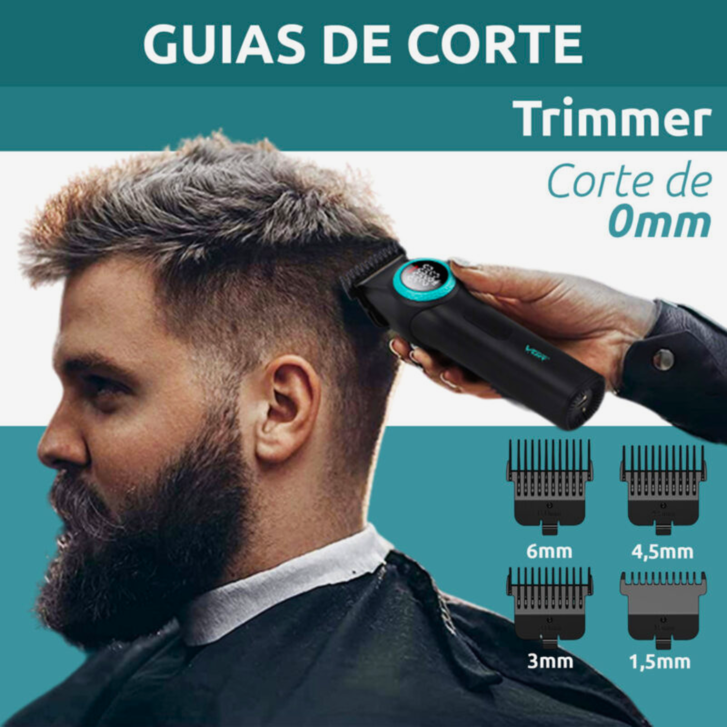 Barber Combo VGR Cortapelo V001 + Patillera V977+ Shaver V377 Negro-3