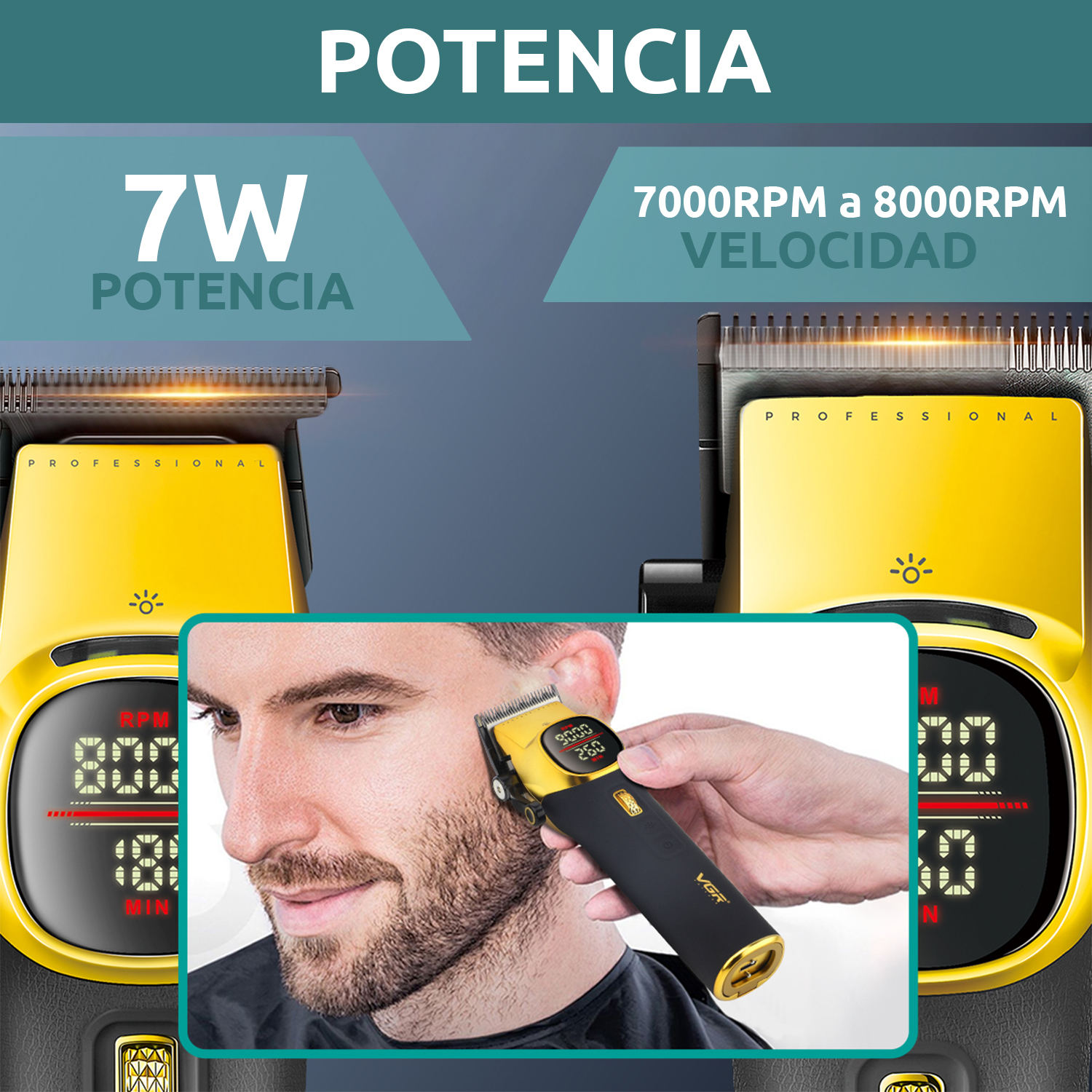Barber Combo VGR Maquina Cortar Pelo Clipper Trimmer Vgr V 885 S2 MALETA-2