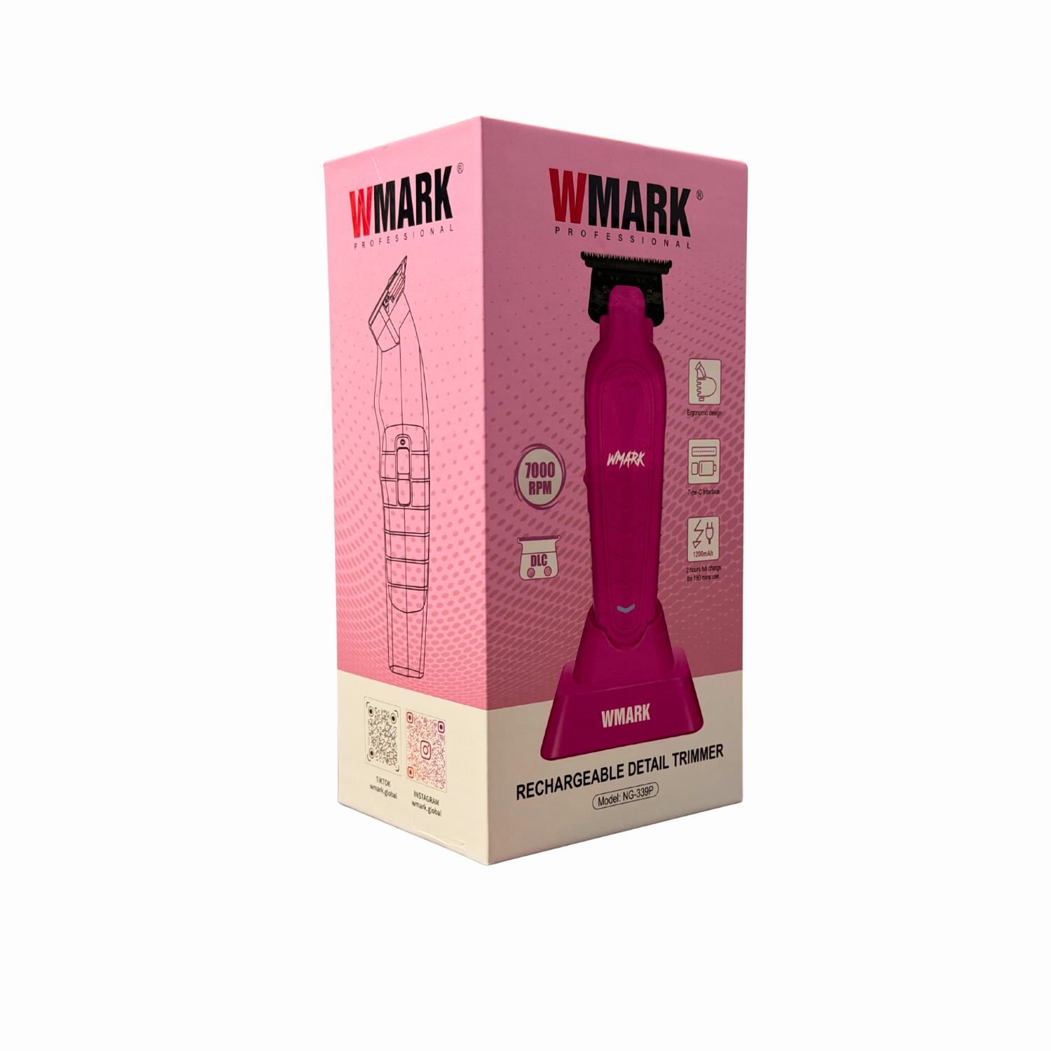 Wmark Maquina Patillera Trimmer Rosa Pink Ng339-2