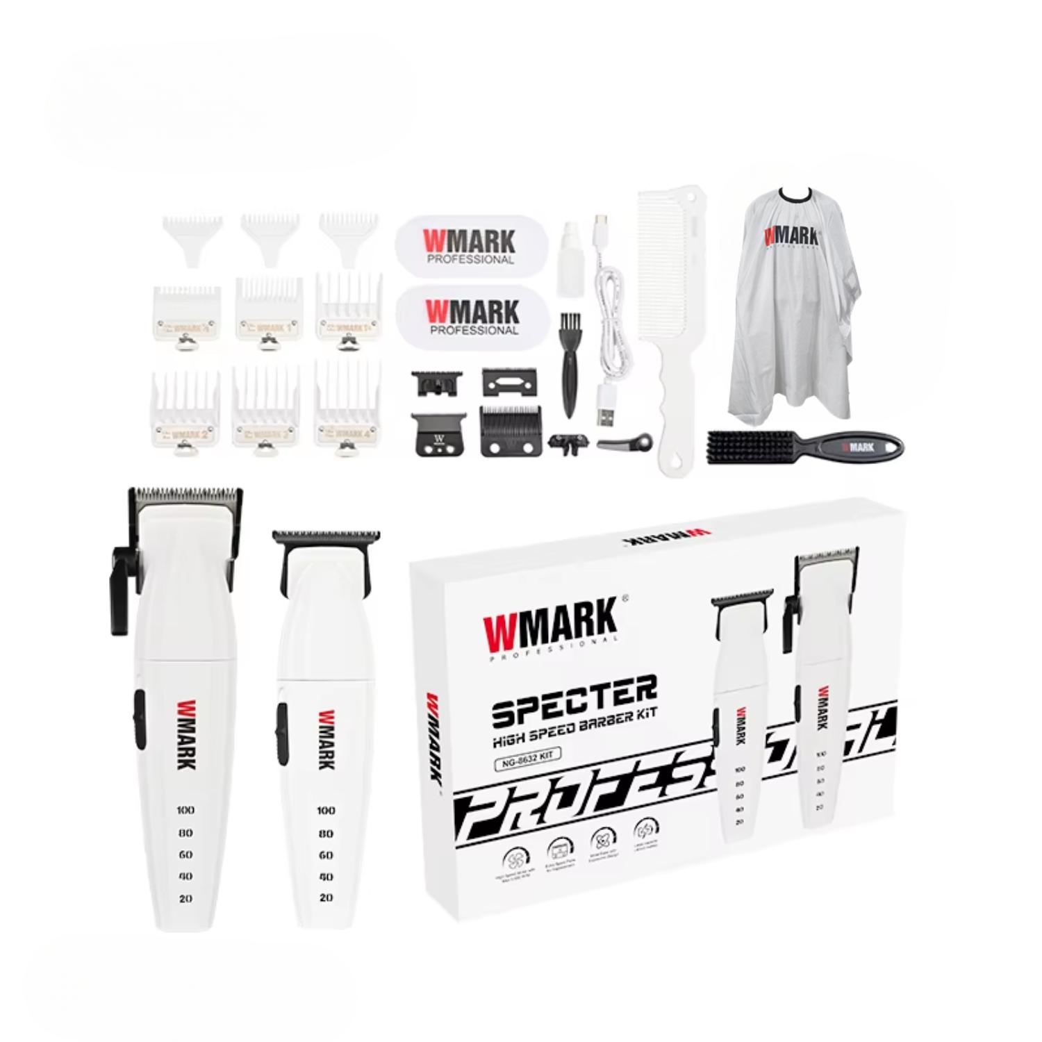 Combo WMARK Spector NG-8632 Cortadora + Trimmer Profesional Motor 9000RPM-2