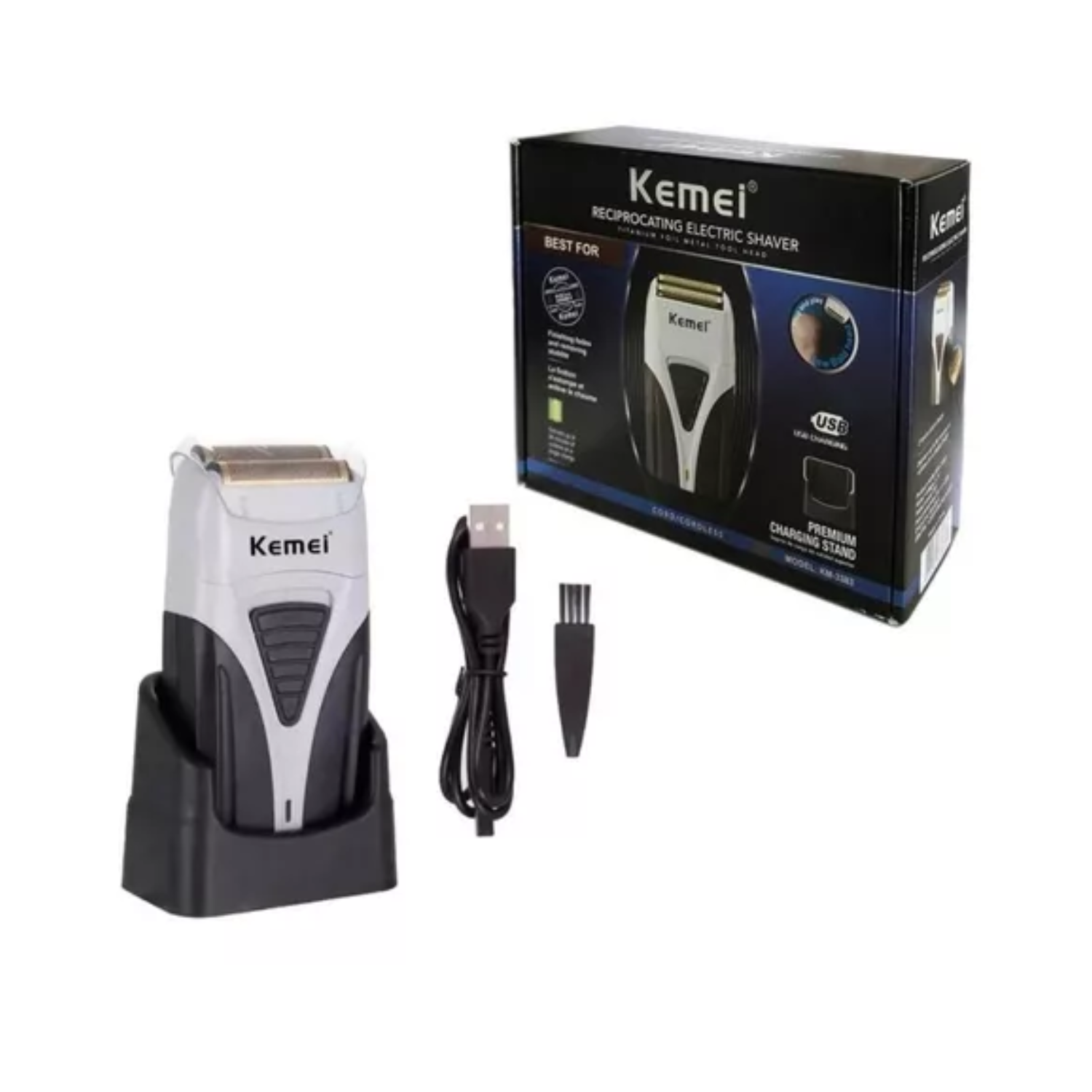 Maquina Afeitadora Shaver Kemei Km 3383 Recargable-2