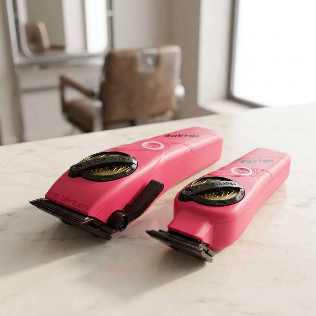 Kit Combo Cortadora Pelo y Trimmer Wmark NG-8613 Rosado Profesional-2