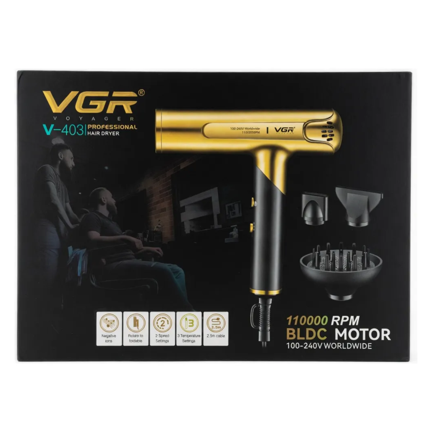 Secador De Pelo Profesional Vgr V 403 110 000 Rpm I nico Dorado-3