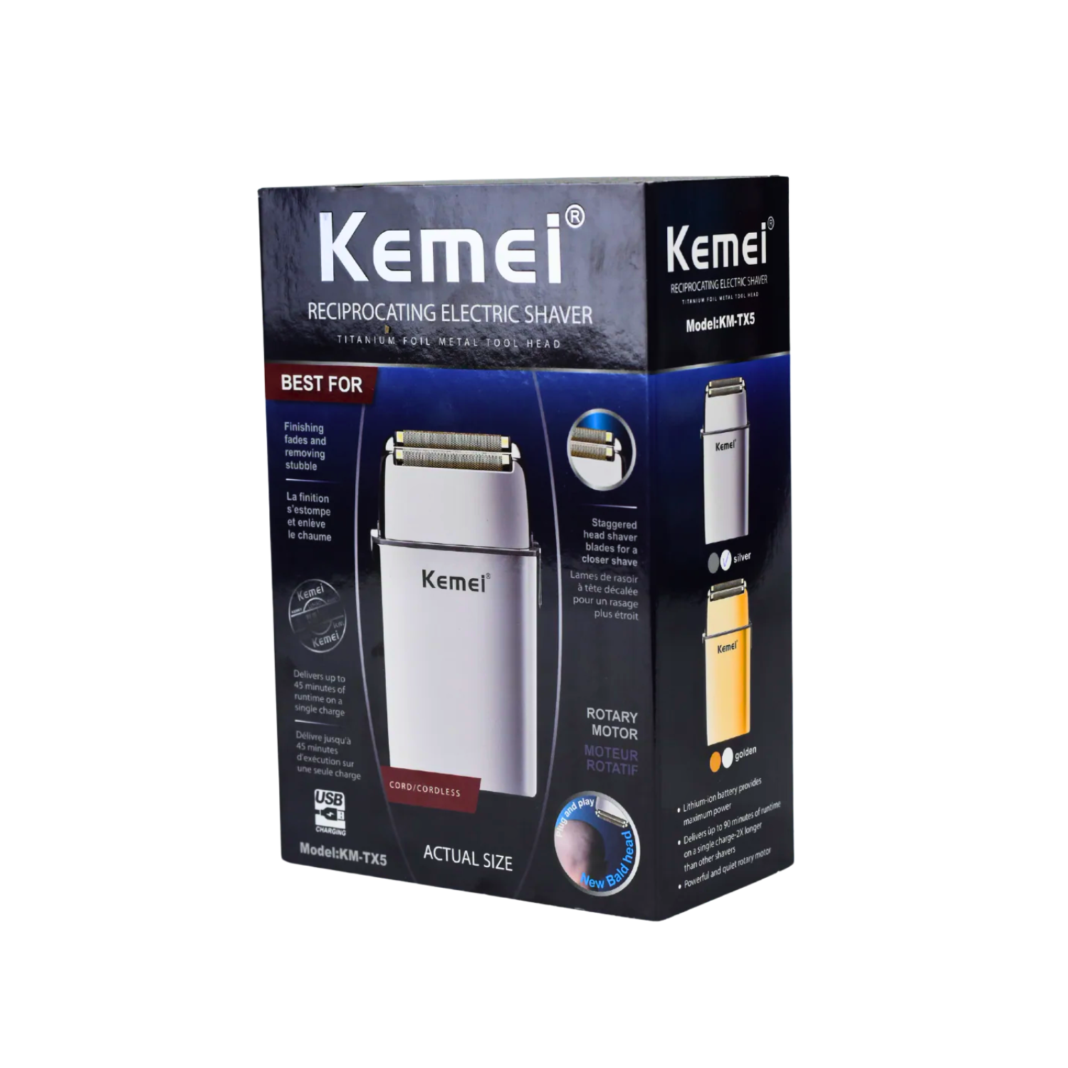 Kemei Shaver TX5 Afeitadora Inalambrica Recargable-2