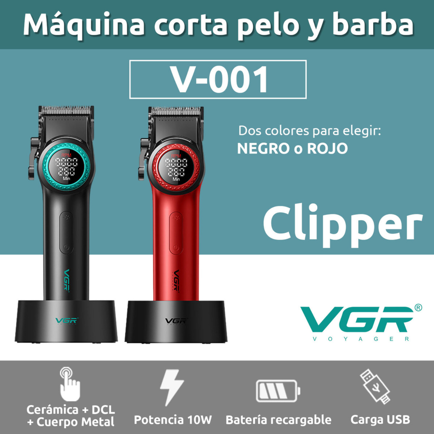 Máquina Cortapelo VGR001 Clipper Profesional Alta Potencia DLC-3