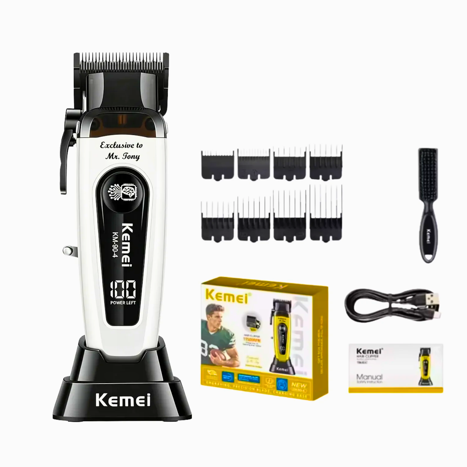 Kemei KM 90 4 Cortadora De Pelo Profesional 11500 RPM Blanca-0