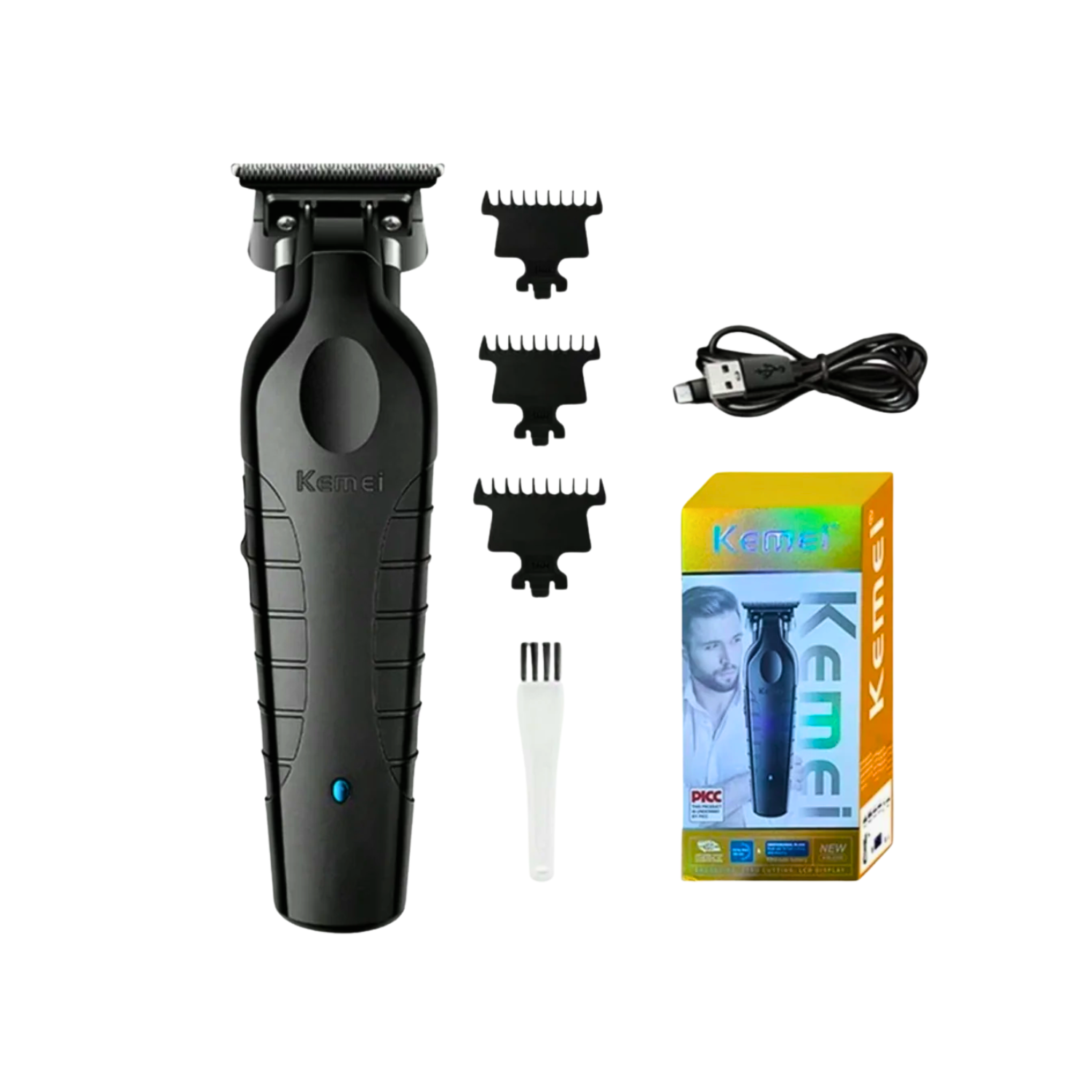 Combo Patillera Trimmer Kemei 2299 Shever Kemei 1102 Color Negro-2