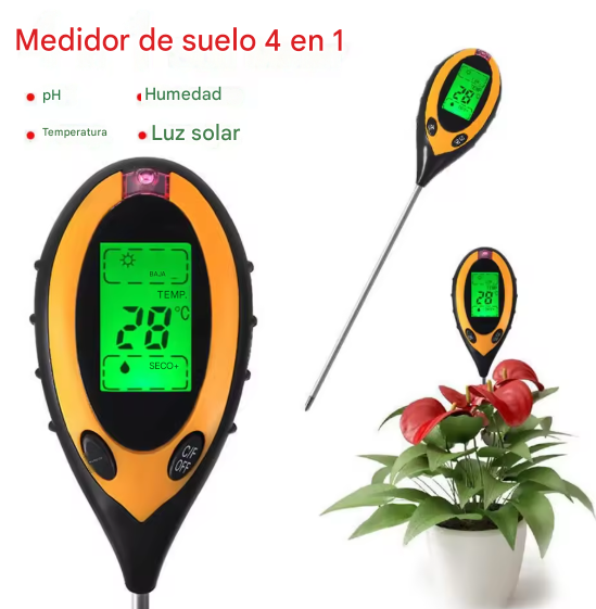 Medidor 4 en 1 de jardin - medidor de pH - sensor de humedad - luz - temperatura-2