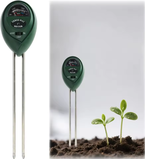 Medidor 3 en 1 para jardin con medidor de pH - sensor de humedad - medición luz-0