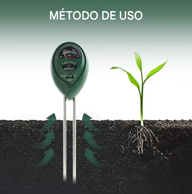 Medidor 3 en 1 para jardin con medidor de pH - sensor de humedad - medición luz-3