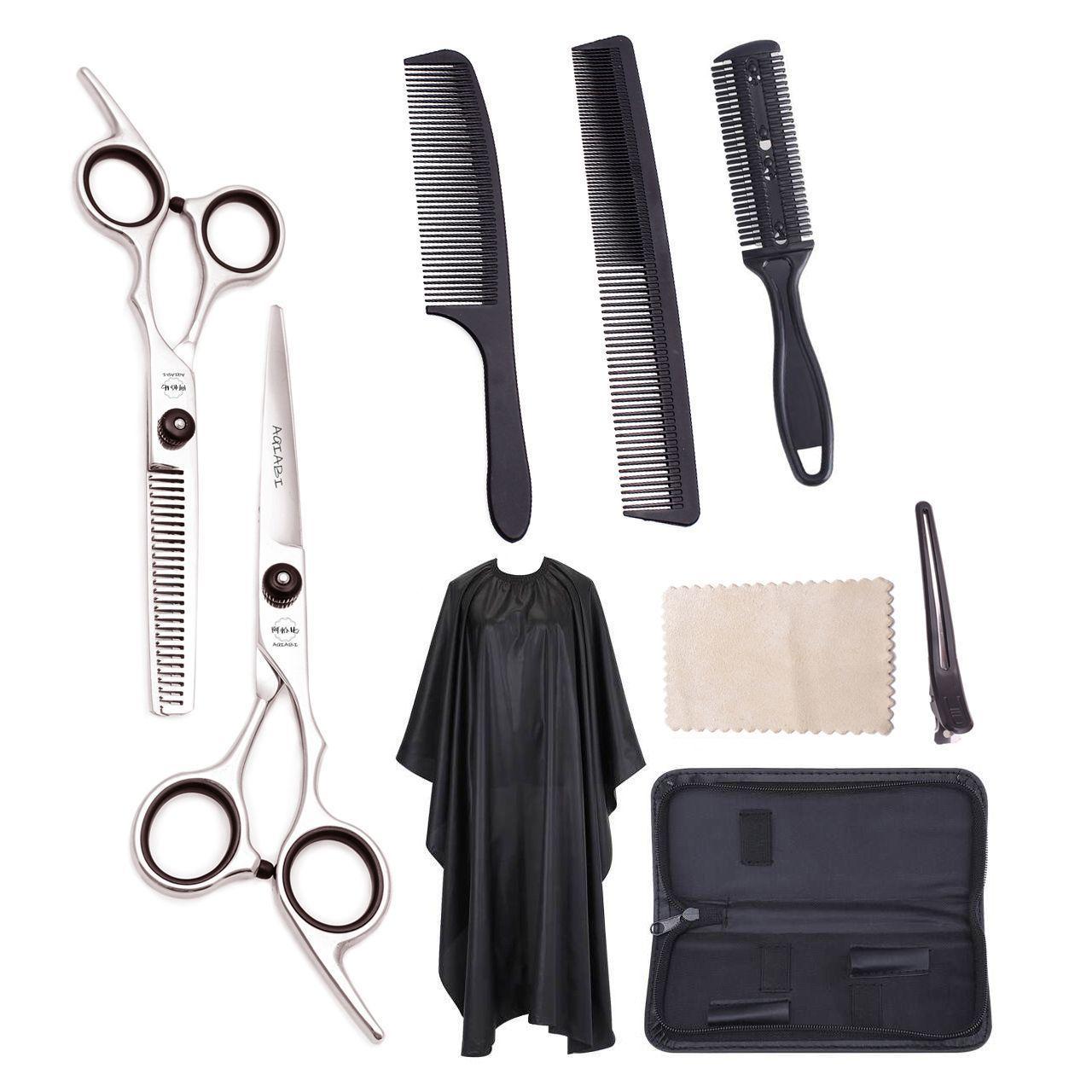 Set Tijeras 6' Peluquero Hogar Con Peines Estuche Y Capa-0