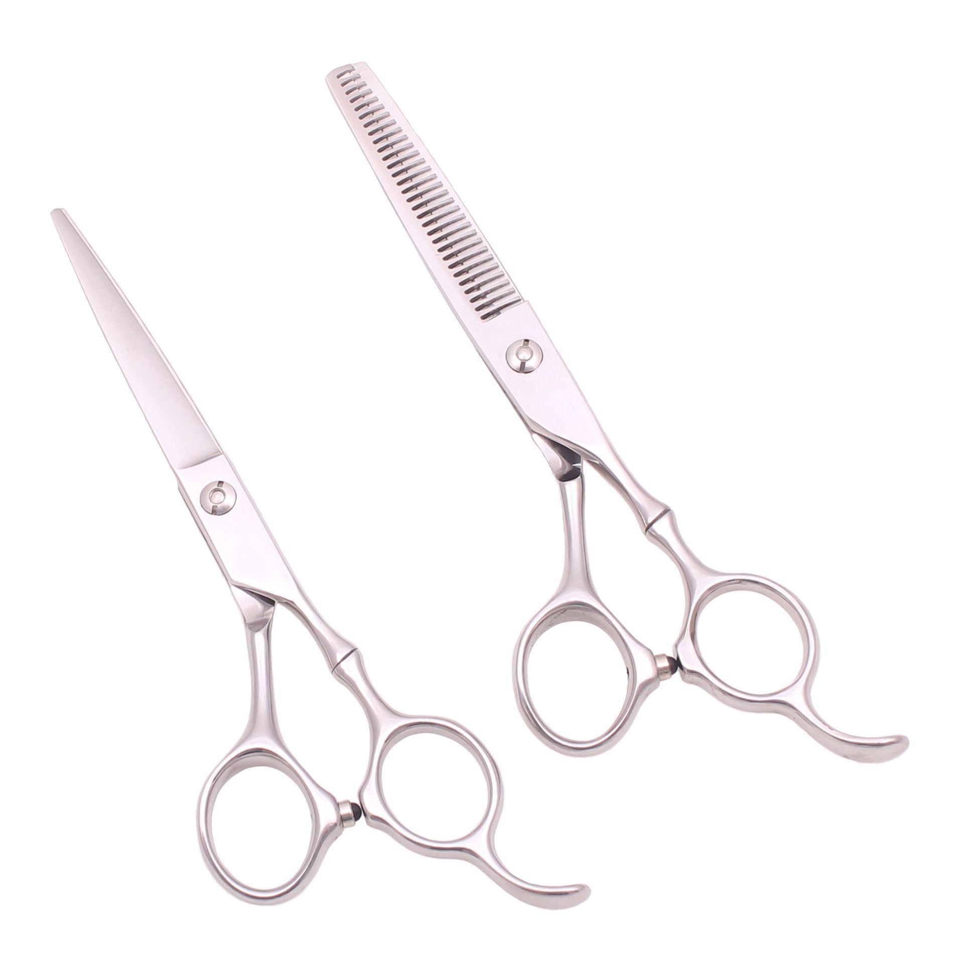 Set de tijeras profesionales 5.5 pulgadas para diestros color plata-0