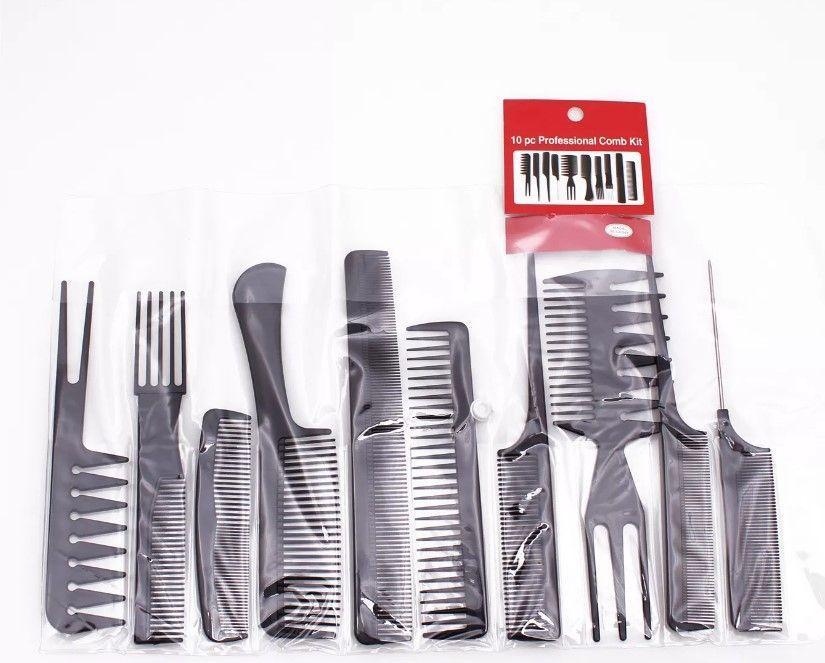 Set De 10 Peines De Peluquería Para Salón Y Hogar-1