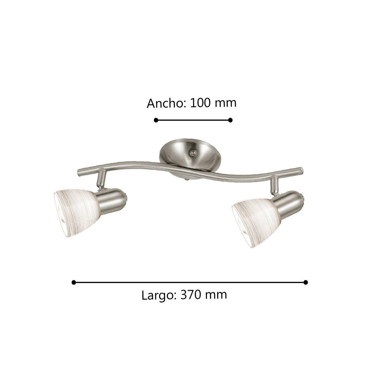 Foco Sobrepuesto Dakar Acero Niquel 2X40W E14 cod.88473-2