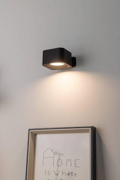 Aplique Inalámbrico Recargable Usb Touch Regulador Muraglie Led 1X5W Cuadrado negro-2