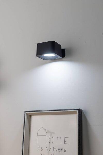 Aplique Inalámbrico Recargable Usb Touch Regulador Muraglie Led 1X5W Cuadrado negro-4