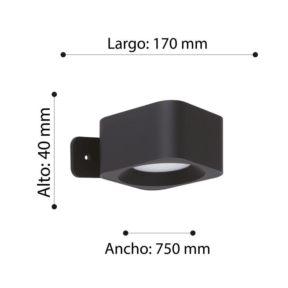Aplique Inalámbrico Recargable Usb Touch Regulador Muraglie Led 1X5W Cuadrado negro-5