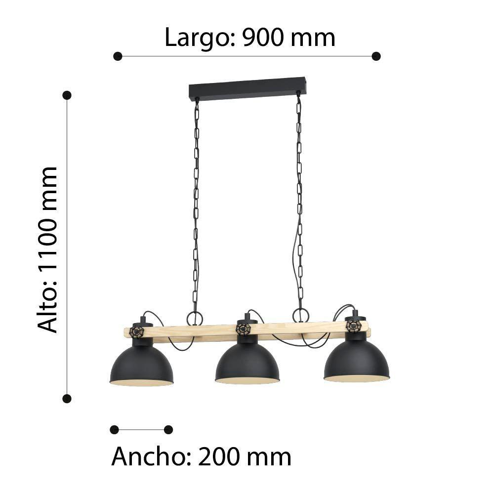 LAMPARA COLGANTE ACERO CAFÉ OSCURO LUBENHAM 3X28W COD.79896-2