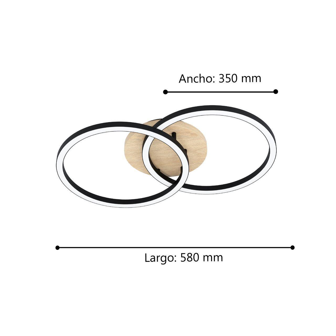 LAMPARA DE TECHO LOMALTAS-Z ACERO MADERA NEGRO  2X16W LED INCLUIDA COD.99676-2