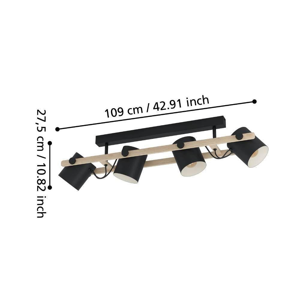 LAMPARA DE TECHO HORNWOOD ACERO NEGRO E27 4X28W IP20 COD.43558-2
