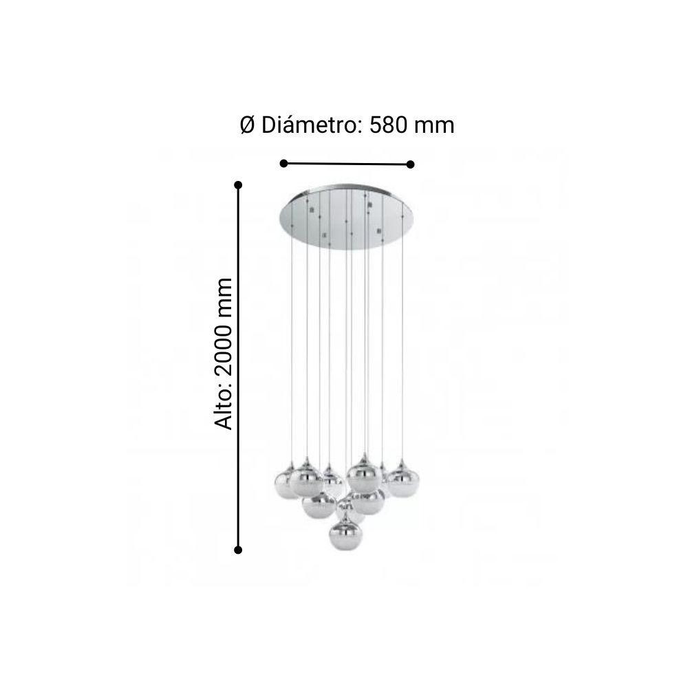 Lámpara Colgante Mioglia Acero Plateado 10X3 15W led includia Cod.39527-2
