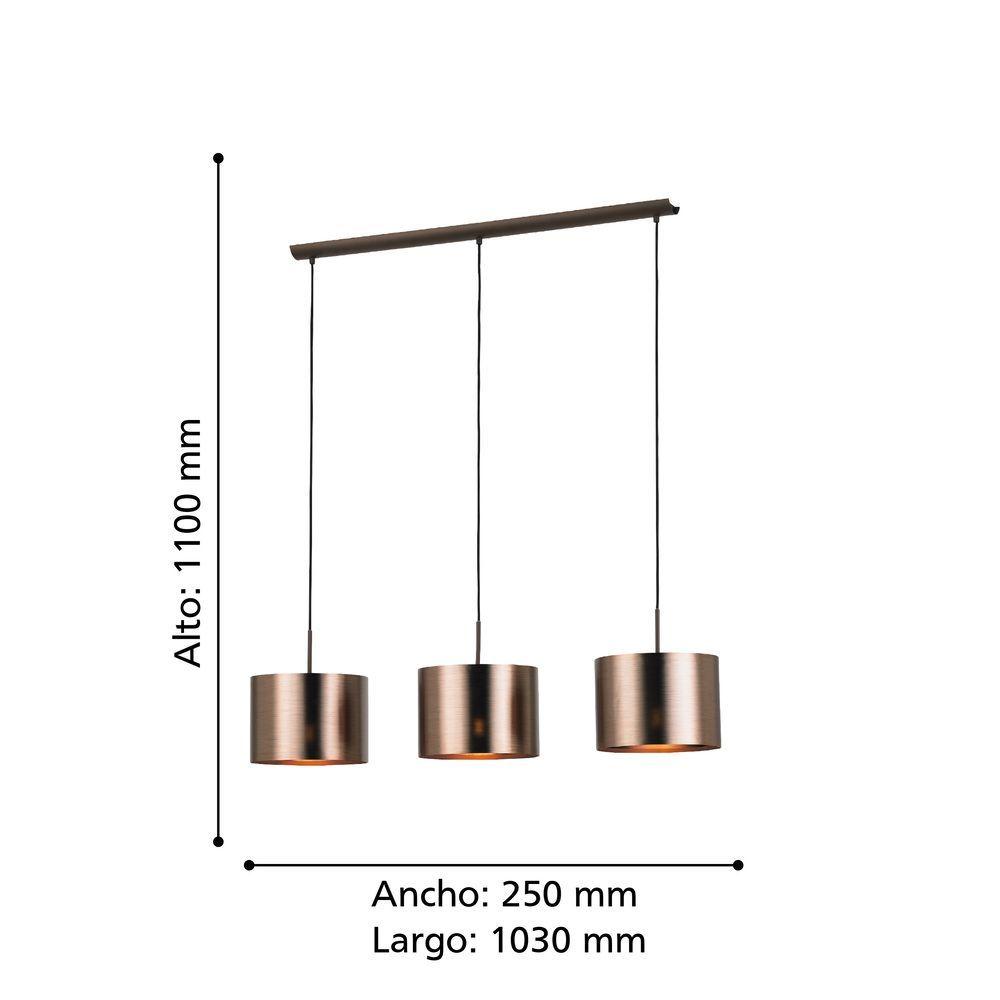 Lámpara Colgante Saganto Acero Café 3X60W IP20 Cod.39357-2