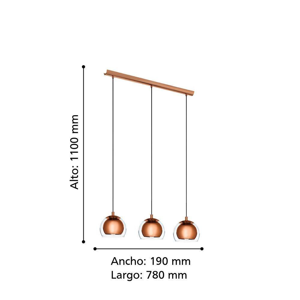 Lámpara Colgante Rocamar Cobre 3X60W E27 Cod94591-2