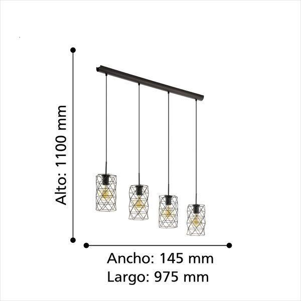 Lámpara Colgante Estevau acero Negro Cafe E27 4X60W Cód97066-2