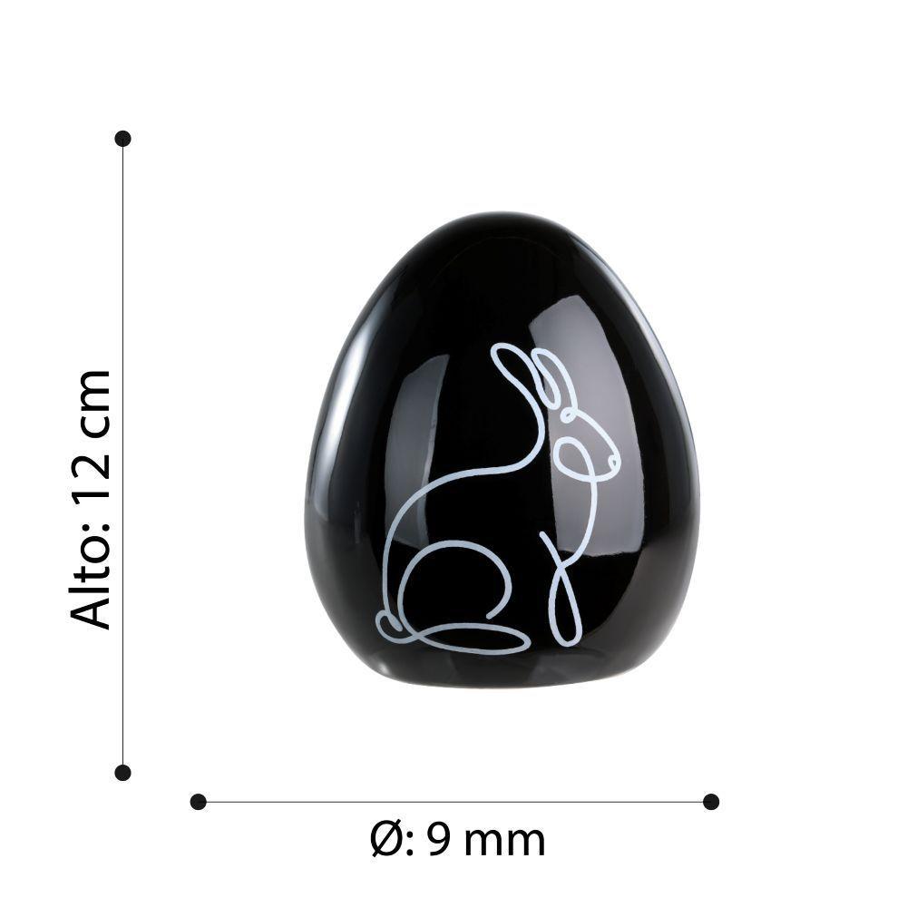 Adorno Decorativo GOPENG - Huevo Conejo negro Cerámica 12cm × 9 cm-2