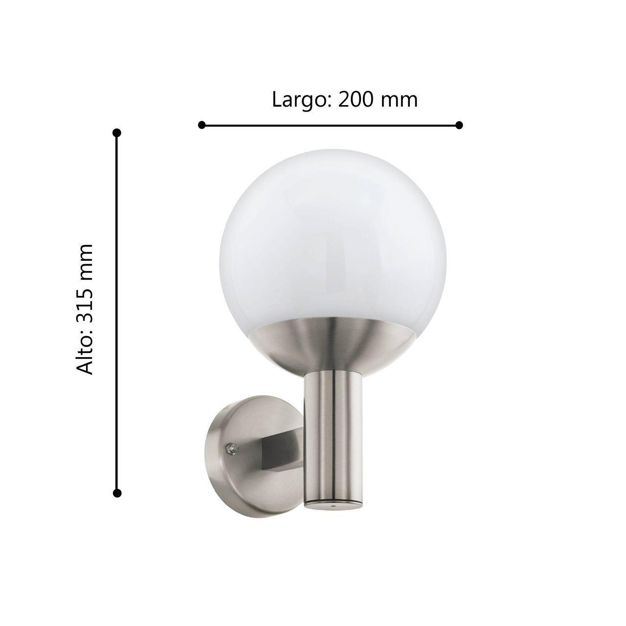 APLIQUE PARED NISIA-Z ACERO INOXIDABLE PLATEADO E27 1X9W IP44 COD.900265-2