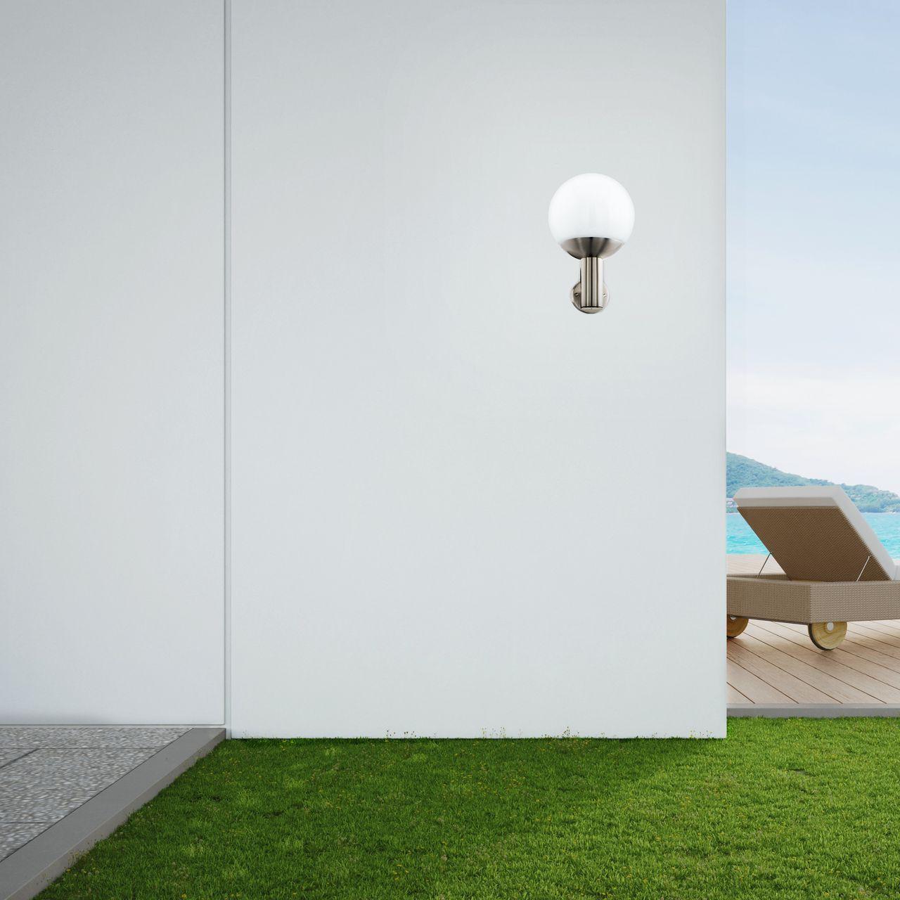 APLIQUE PARED NISIA-Z ACERO INOXIDABLE PLATEADO E27 1X9W IP44 COD.900265-3