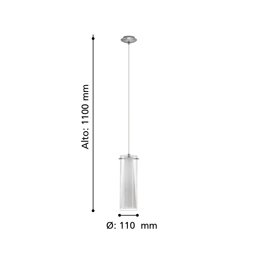 Lámpara Colgante Pinto Acero Cromo E27 1X60W cod.89832-2