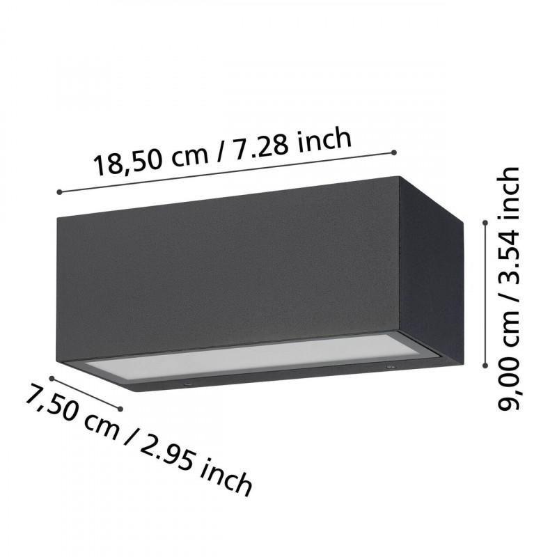 Lampara Aplique Spongano Exterior Aluminio Negro LED incluido 2X5w IP65 Cod.900885-3