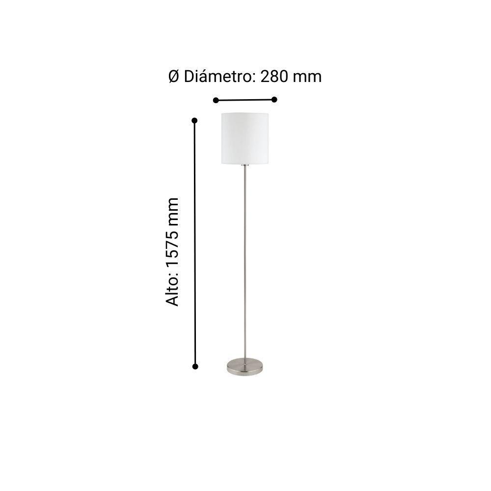 Lámpara Pie Pasteri Acero Tela Blanco 1X60W E27 cod. 95164-5