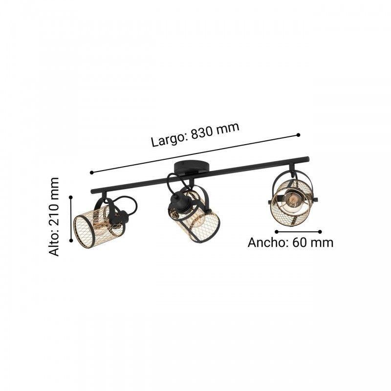 DELLOW LAMP FOCO ACERO NEGRO L830 E27 3X40W IP20-2