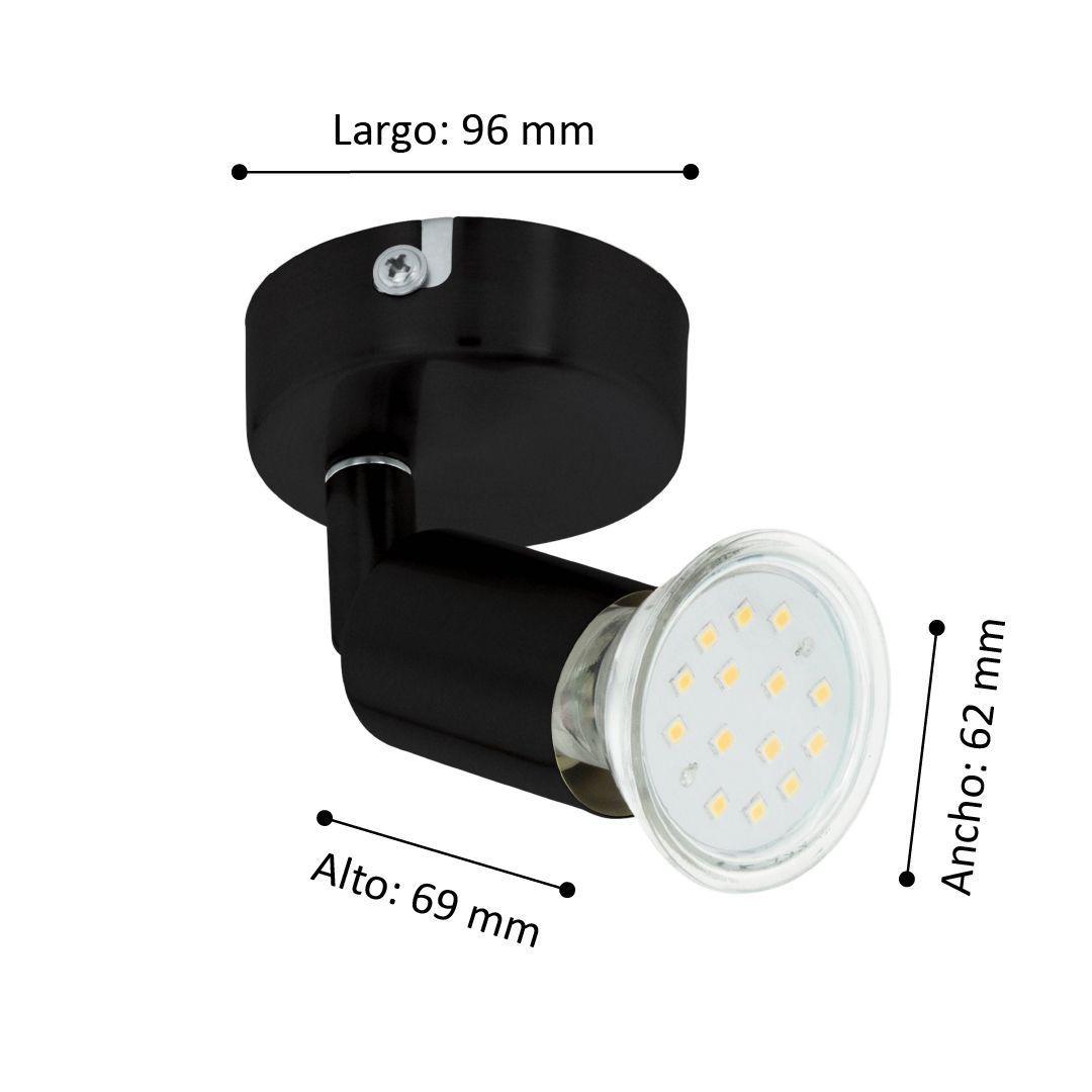LAMPARA FOCO TECHO BUZZ-LED ACERO NEGRO 1X3W GU10 LED COD.205103-2