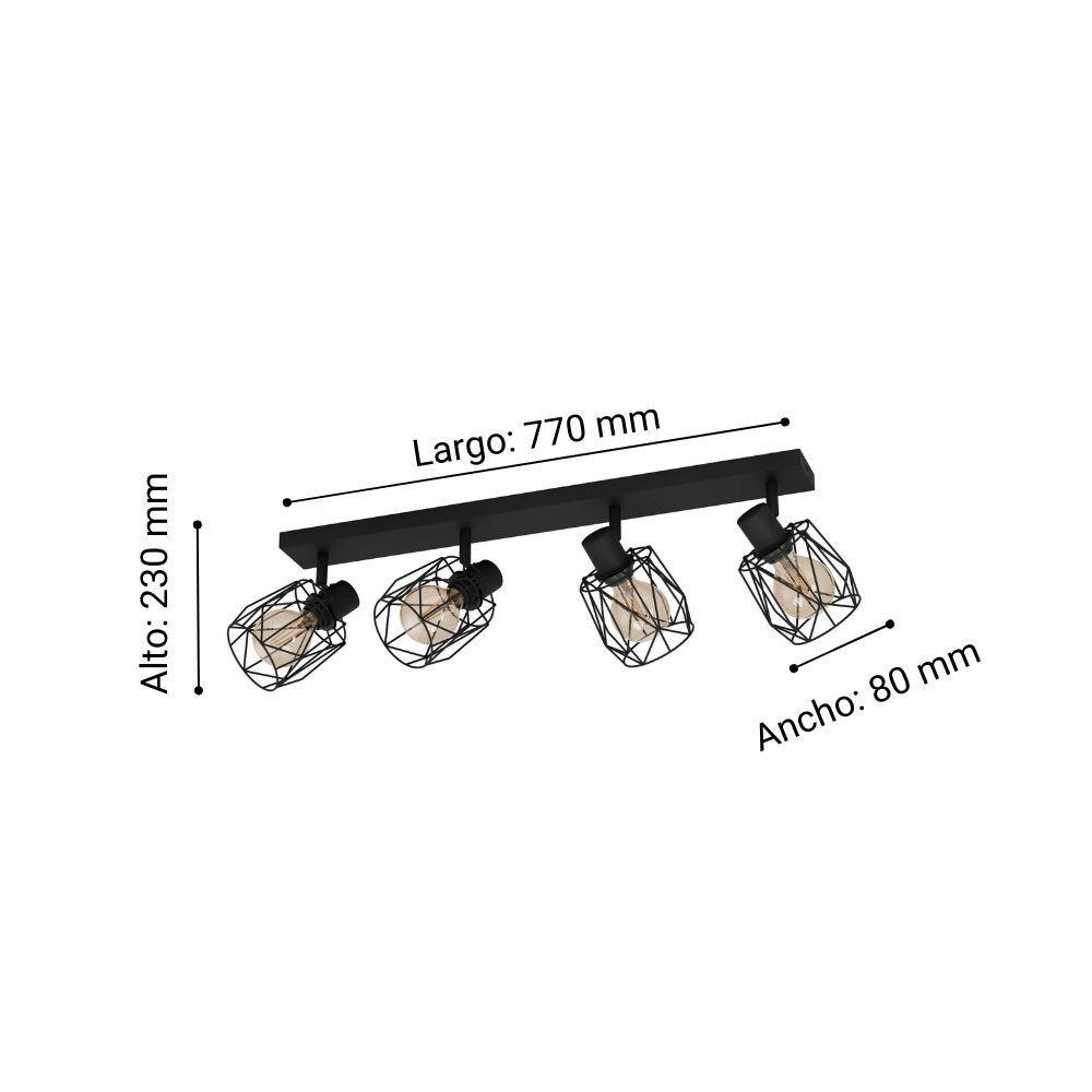 FOCO SOBREPUESTO TECHO TOSSINO ACERO NEGRO E27 4X40W IP20 COD.390044-2