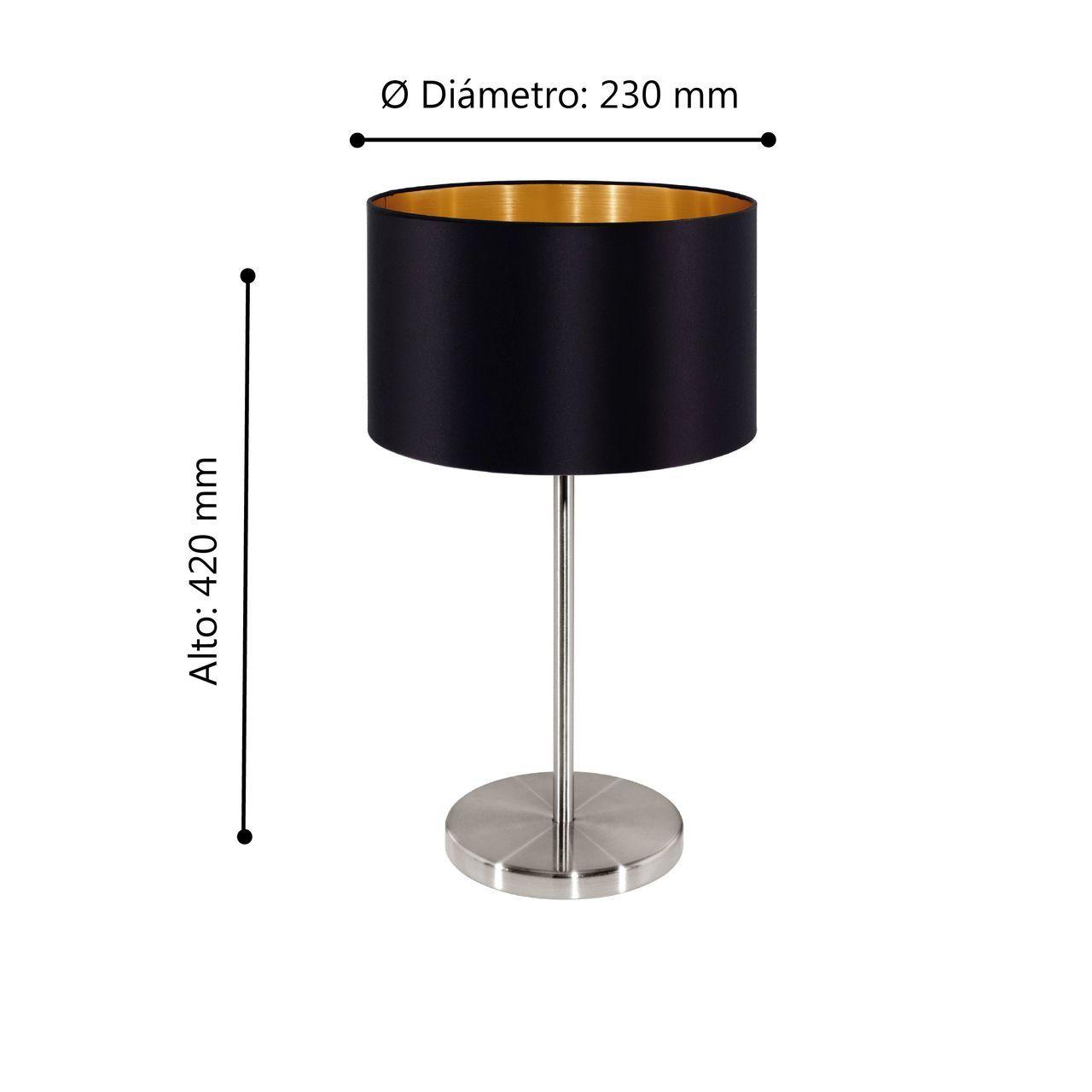 Lámpara Sobremesa Maserlo Acero Negro Dorado 1X60W E27 cod.31627-2
