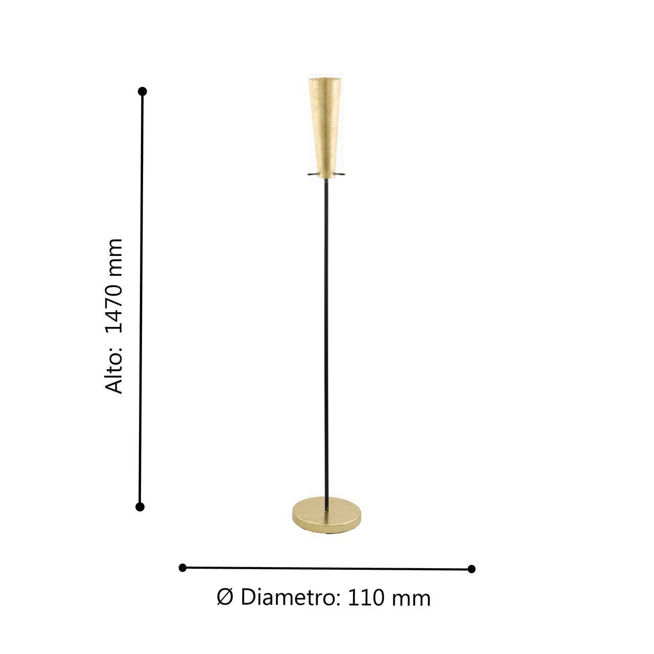 Lámpara Pie Pinto Gold Acero Dorado Negro 1X60W E27 cod.97655-4