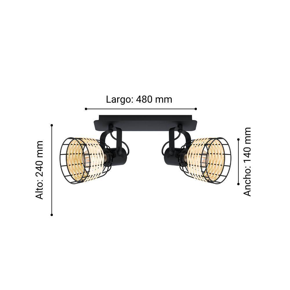 FOCO SOBREPUESTO TECHO ANWICK ACERO NEGRO E27 2X40W IP20 COD.43325-2