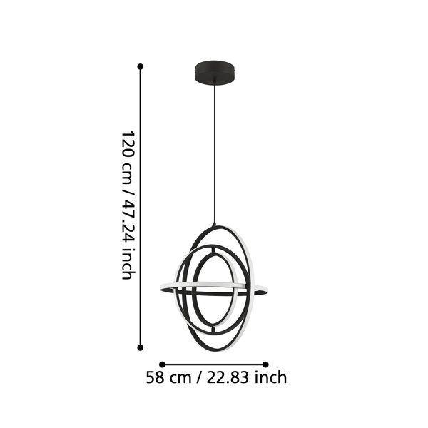 Lámpara Colgante Retornio  Acero Negro Led inclusive 44w IP20 Cod.39893-2