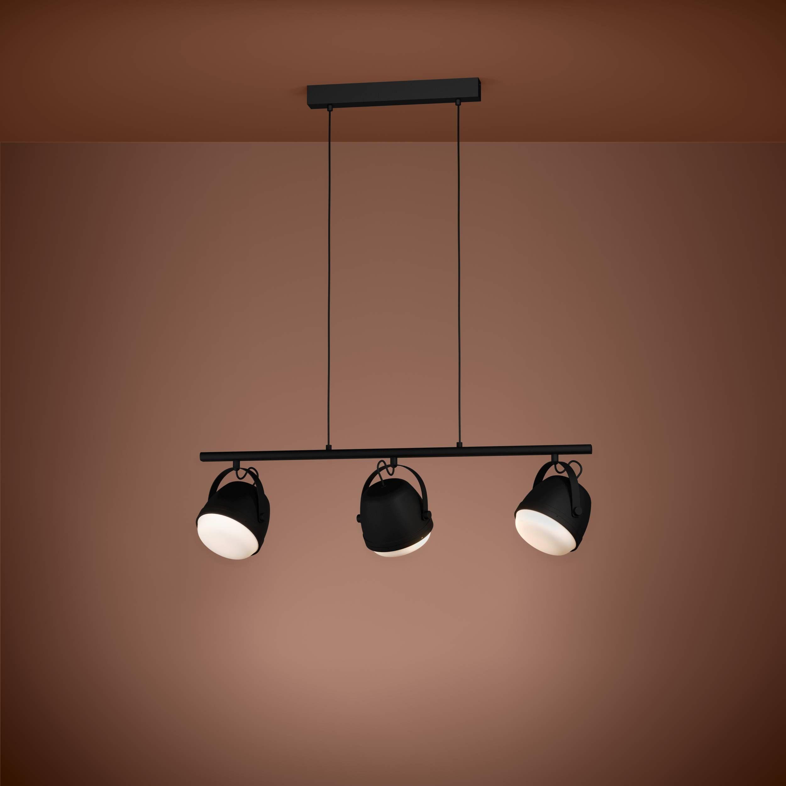 Lámpara Colgante Upanema Acero Negro E27 3X28W IP20 cod.390046-2