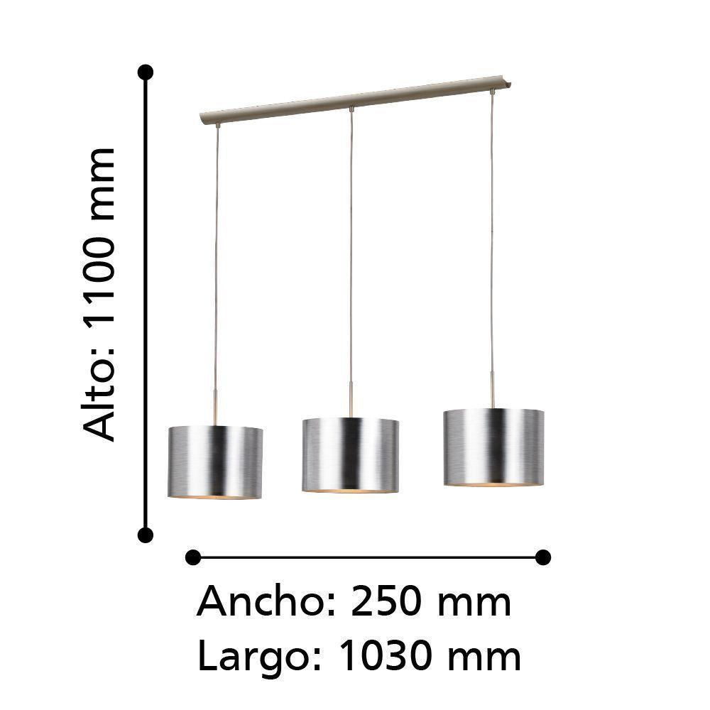 LAMPARA COLGANTE SAGANTO ACERO NIQUEL E27 3X60W COD.39353-2