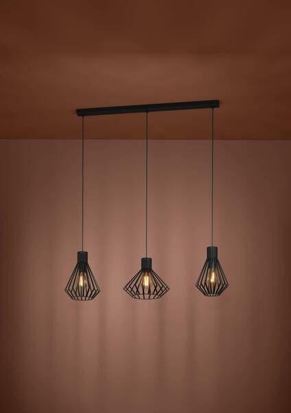 Lampara Colgante Basidano Acero Negro E27 3X40W IP20 Cod390125-1