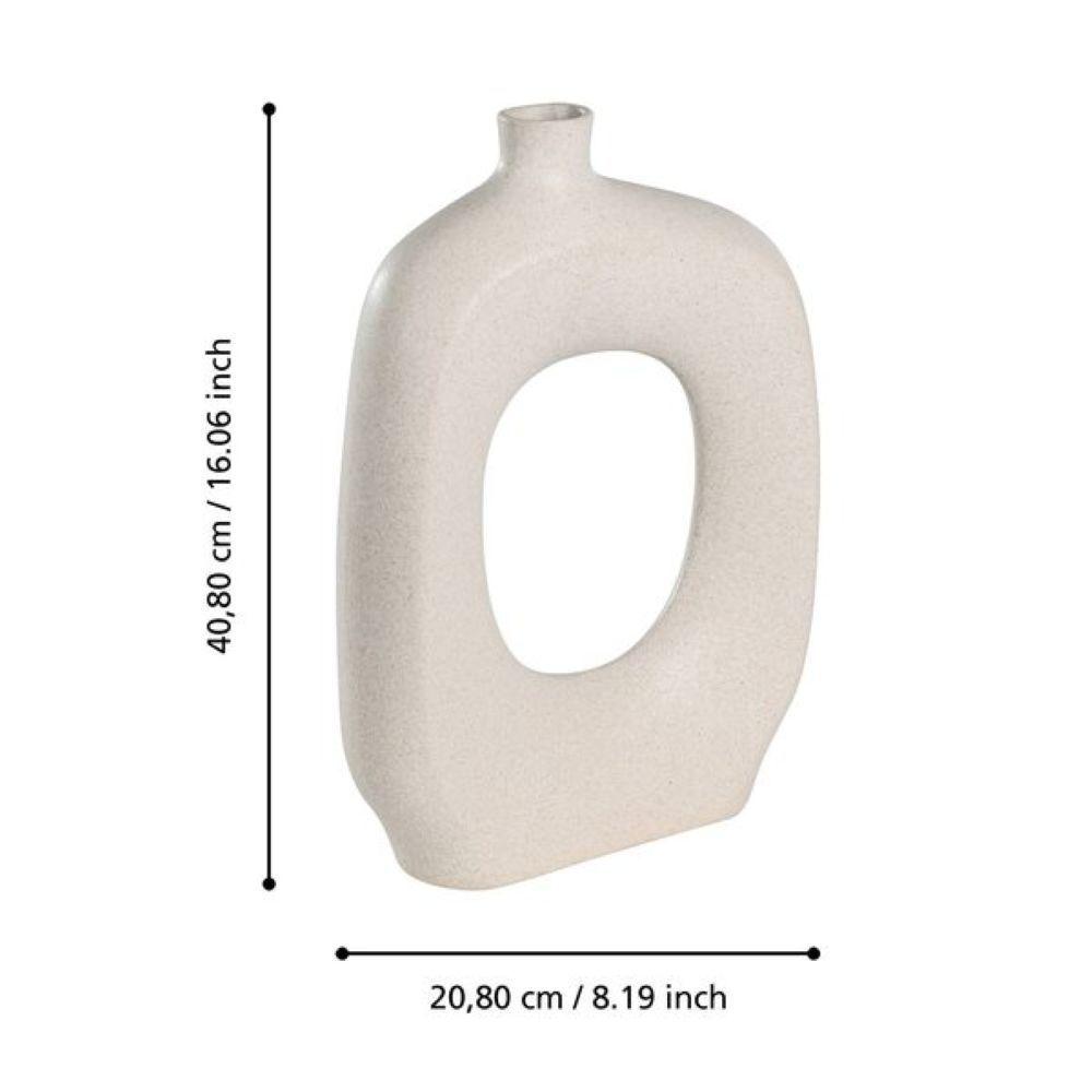 Adorno Jarrón Florero de cerámica IWATE Beige 41×21cm-2