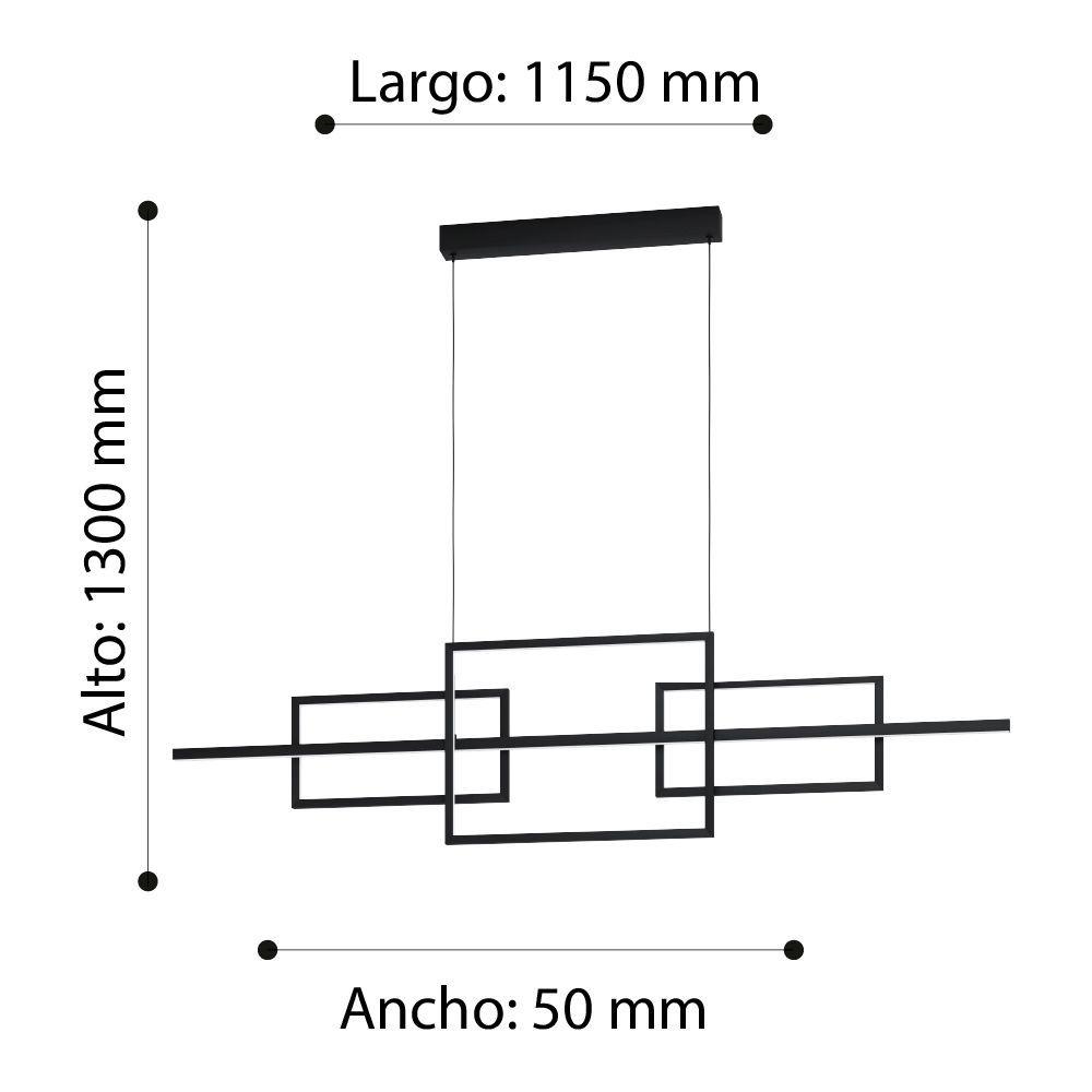 Lámpara Colgante Puebla Acero Negro LED 35W IP20 cod.39798-2