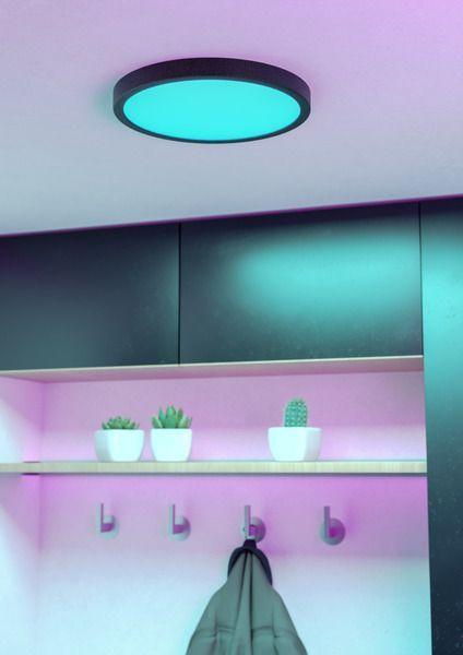 Foco Plafon Led Sobrepuesto Fueva 6 Z Negro Regulable RGB Control Remoto 28cm 14w Interior Exterior-2