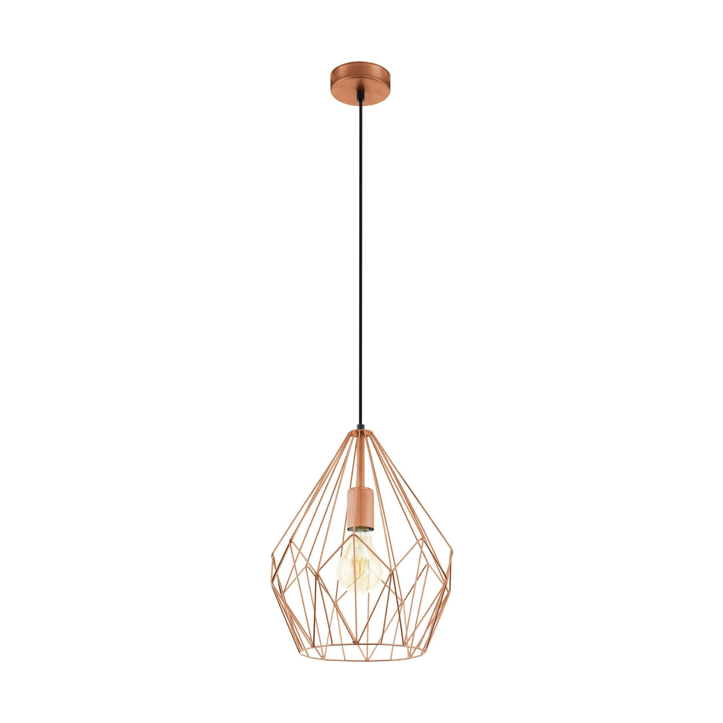 Lámpara Colgante Carlton Acero Cobre E27 1X60W Cod.49258-2
